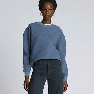 Everlane ReNew Teddy Sherpa Oversized Crew Sweatshirt Pullover Blue- Size Small